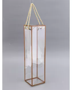 Коробка из PET с ручками, золотая, 9 х 9 х 34 см арт. СМЛ-267717-1-СМЛ0010745941