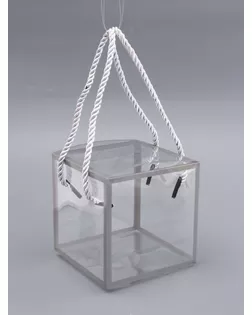 Коробка из PET с ручками, серебрянная, 10 х 10 х 10 см арт. СМЛ-267719-1-СМЛ0010745943