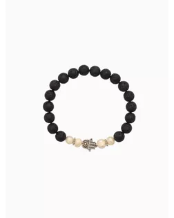 Браслет "Хамса" жемчуг, лава, длина 18 см арт. СМЛ-280240-1-СМЛ0010792274