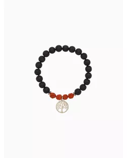 Браслет "Древо жизни" лава, рудракша, длина 18 см, цв. чёрный, коричневый арт. СМЛ-280264-1-СМЛ0010792302