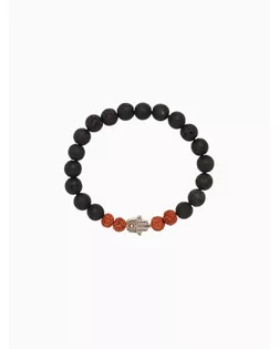 Браслет "Хамса" лава, рудракша, длина 18 см, цв. чёрный, коричневый арт. СМЛ-280266-1-СМЛ0010792304