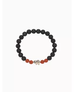 Браслет "Слоник" лава, рудракша, длина 18 см, цв. чёрный, коричневый арт. СМЛ-280267-1-СМЛ0010792305