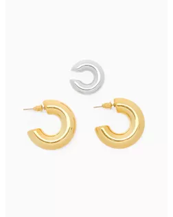 Набор серьги и каффы 3 шт. «Бублик» кольца, цвет серебро в золоте арт. СМЛ-272224-1-СМЛ0010826325