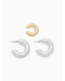 Набор серьги и каффы 3 шт. «Бублик» кольца, цвет золото в серебре арт. СМЛ-272224-2-СМЛ0010826326