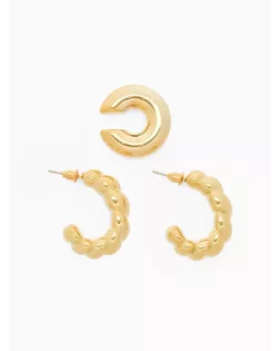 Набор серьги и каффы 3 шт. «Косичка» бублик, цвет золото арт. СМЛ-272226-1-СМЛ0010826332