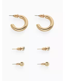 Набор серьги 3 пары «Классика» кольца, цвет золото арт. СМЛ-273377-1-СМЛ0010826344