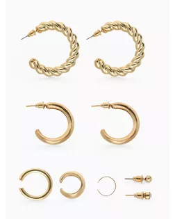 Набор серьги и каффы 9 шт. «Кольца» переплетение, цвет золото арт. СМЛ-273379-1-СМЛ0010826358