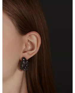 Серьги со стразами «Блеск» капля, серые арт. СМЛ-269842-1-СМЛ0010826477