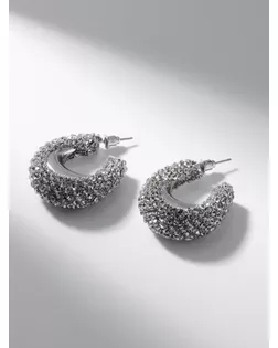 Серьги со стразами «Блеск» кольца, белые в серебре арт. СМЛ-269764-1-СМЛ0010826486