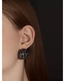Серьги со стразами «Блеск» объёмные, серые в серебре арт. СМЛ-269852-1-СМЛ0010826493