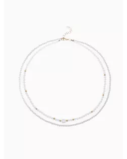 Бусы с жемчугом «Бусина» два ряда №4+6, цвет белый в золоте, 50 см арт. СМЛ-272307-1-СМЛ0010830151