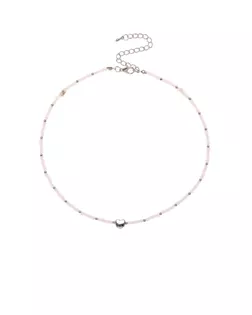 Чокер «Сердце» бусина №4, цвет белый в серебре, 35 см арт. СМЛ-273452-1-СМЛ0010830183