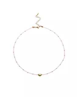 Чокер «Сердце» бусина №4, цвет розовый в золоте, 35 см арт. СМЛ-273454-1-СМЛ0010830185