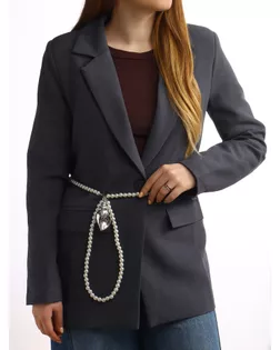 Портупея женская «Бусина» жемчужина с ракушкой, цвет белый в серебре, 129 см арт. СМЛ-273391-1-СМЛ0010830211