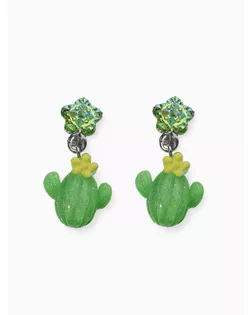 Серьги-клипсы детские "Выбражулька" кактус с звездой кристалл, цвет зеленый арт. СМЛ-271467-1-СМЛ0010832146