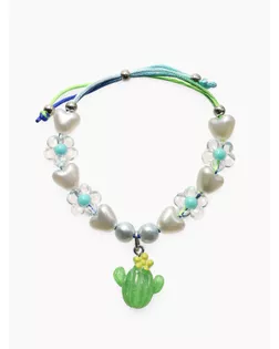 Браслет детский "Выбражулька" на затяжке, кактус с бусинами цветы, цветной арт. СМЛ-271704-1-СМЛ0010832183
