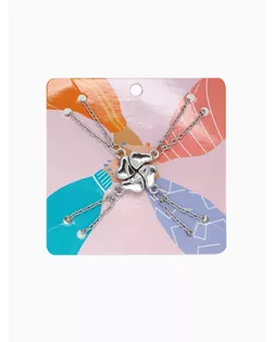 Кулоны «Неразлучники» на магните, четыре сердца, цвет серебре, 55 см арт. СМЛ-272008-1-СМЛ0010841121