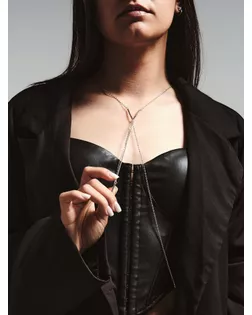 Бодичейн женская «Цепочка» через шею, цвет серебро арт. СМЛ-279214-1-СМЛ0010872298