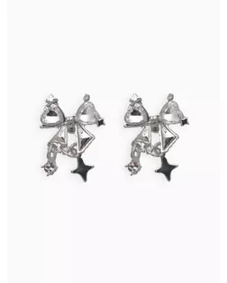 Серьги «Бантик со звёздочкой», белый в серебре арт. СМЛ-278796-1-СМЛ0010872312