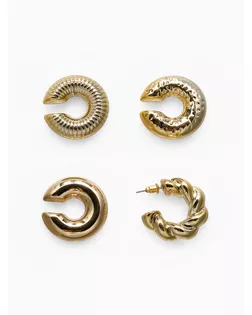 Набор серьга и каффы "Бублики" набор 3 шт, цвет золото арт. СМЛ-277530-1-СМЛ0010872632