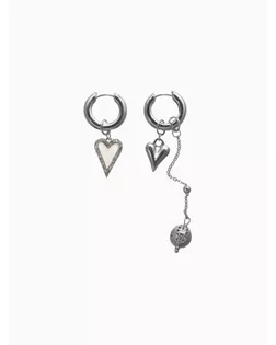 Серьги трансформеры "Сердце" со стразами, цвет серебро арт. СМЛ-278500-1-СМЛ0010872644