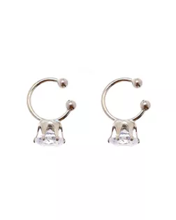 Серьги "Каффы" набор 2 шт., стразик, цвет белый в серебре арт. СМЛ-276773-1-СМЛ0010875416