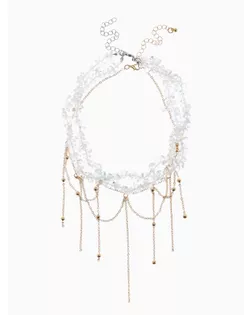 Колье "Хрусталь" водопад, цвет белый в золоте арт. СМЛ-277335-1-СМЛ0010875421