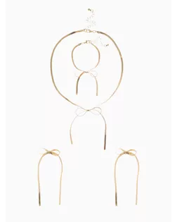 Набор 3 предмета: колье, серьги, браслет «Бантик», цвет золото арт. СМЛ-277338-1-СМЛ0010875427