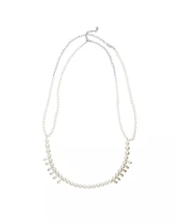 Бодичейн женская «Жемчуг» капли, белый в серебре арт. СМЛ-276776-1-СМЛ0010875429