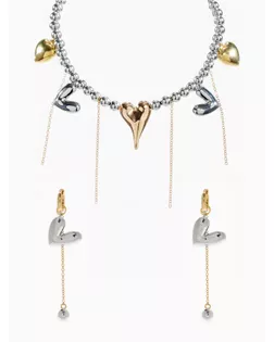 Набор 2 предмета: колье, серьги "Сердце" любовь, цветной арт. СМЛ-279257-1-СМЛ0010876297