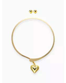 Набор 2 предмета: серьги, чокер «Обруч» сердце, цвет золото арт. СМЛ-278512-1-СМЛ0010876903