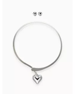 Набор 2 предмета: серьги, чокер «Обруч» сердце, цвет серебро арт. СМЛ-278513-1-СМЛ0010876904