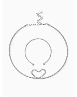 Набор 2 предмета: чокер, браслет «Обруч» сердце, цвет серебро арт. СМЛ-278515-1-СМЛ0010876911