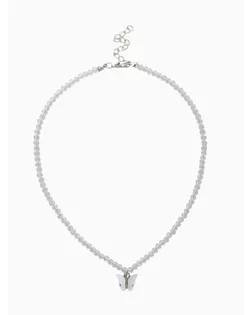 Чокер «Бабочка» хрусталь, белый в серебре, 36 см + 5 см доп, цепочка арт. СМЛ-277745-1-СМЛ0010877105