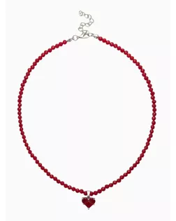 Чокер «Хрусталь» сердце, цвет красный в серебре, 37 см + 5 см доп, цепочка арт. СМЛ-276850-2-СМЛ0010877113