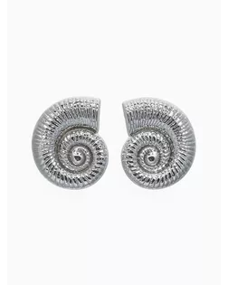 Серьги пластик «Ракушка» крупная, цвет серебро арт. СМЛ-277340-1-СМЛ0010877323