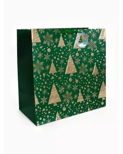 Подарочный пакет «Новогодний», зелёный 40 × 40 × 40 см арт. СМЛ-281145-1-СМЛ0010878847