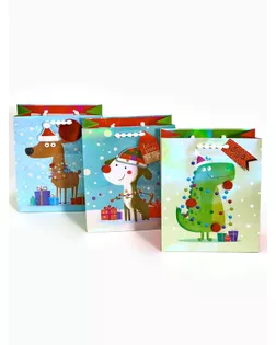 Набор подарочных  пакетов «Новый год», 3 шт,  25,4 × 30,5 × 12,7 см арт. СМЛ-281218-1-СМЛ0010878852