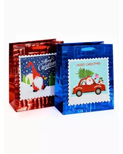 Набор подарочных пакетов «Новый год», 2 шт,  25,4 × 30,5 × 12,7 см арт. СМЛ-280760-1-СМЛ0010878855