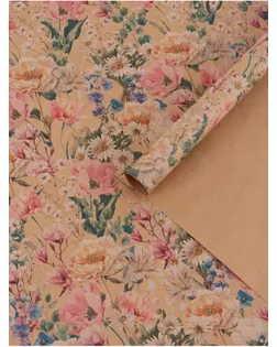 Бумага упаковочная крафтовая «Цветы», 70 × 100 см арт. СМЛ-281742-1-СМЛ0010889806