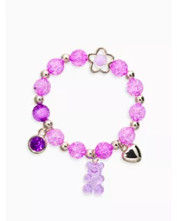 Браслет детский «Выбражулька» мармеладный мишка, сердце, d=6 см. сиреневый в серебре арт. СМЛ-282411-1-СМЛ0010900829