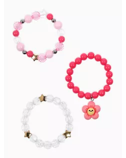 Набор браслетов детский Выбражулька «Цветок» 3 шт. d=6 см. бело-розовый арт. СМЛ-282540-1-СМЛ0010900831