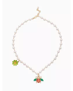 Колье на жемчужной дорожке "Пчёлка", цветная в золоте 40+удл, d6 арт. СМЛ-279203-1-СМЛ0010904611