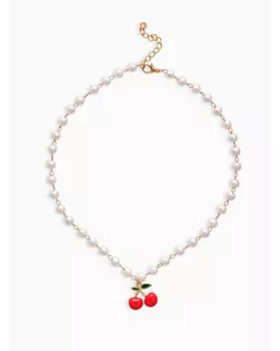 Колье на жемчужной дорожке "Вишенка", цветная в золоте 40+удл, d6 арт. СМЛ-279204-1-СМЛ0010904612