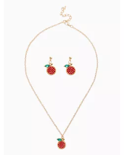 Набор 2 пред-та: серьги,кулон "Гранат", цвет красный в золоте 44+удл. арт. СМЛ-279638-1-СМЛ0010904619