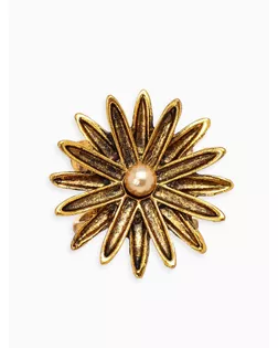 Кольцо для платка "Цветок Астра", цвет белый в чернёном золоте арт. СМЛ-281390-1-СМЛ0010904667