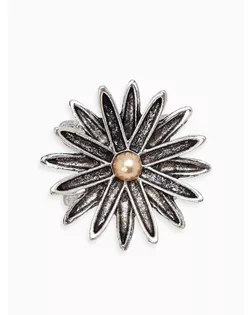 Кольцо для платка "Цветок Астра", цвет белый в чернёном серебре арт. СМЛ-281391-1-СМЛ0010904668