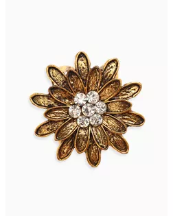 Кольцо для платка "Цветок Хризантема", цвет белый в чернёном золоте арт. СМЛ-279714-1-СМЛ0010904669