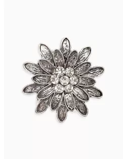 Кольцо для платка "Цветок Хризантема", цвет белый в чернёном серебре арт. СМЛ-279715-1-СМЛ0010904671