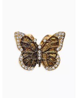 Кольцо для платка "Бабочка", цвет белый в чернёном золоте арт. СМЛ-281392-1-СМЛ0010904672